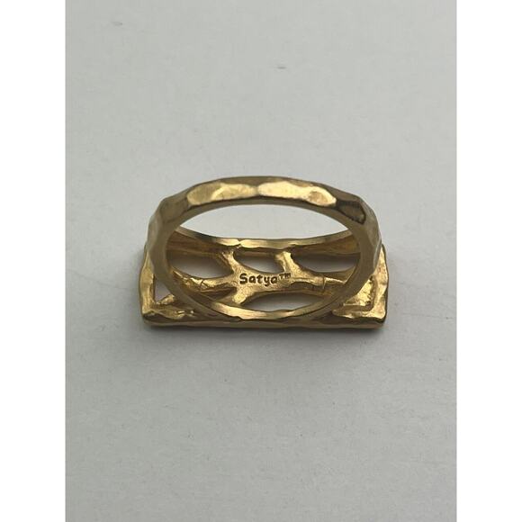 Satya Textured Gold Tone Tree Branch Ring Size 7 - Picture 6 of 10